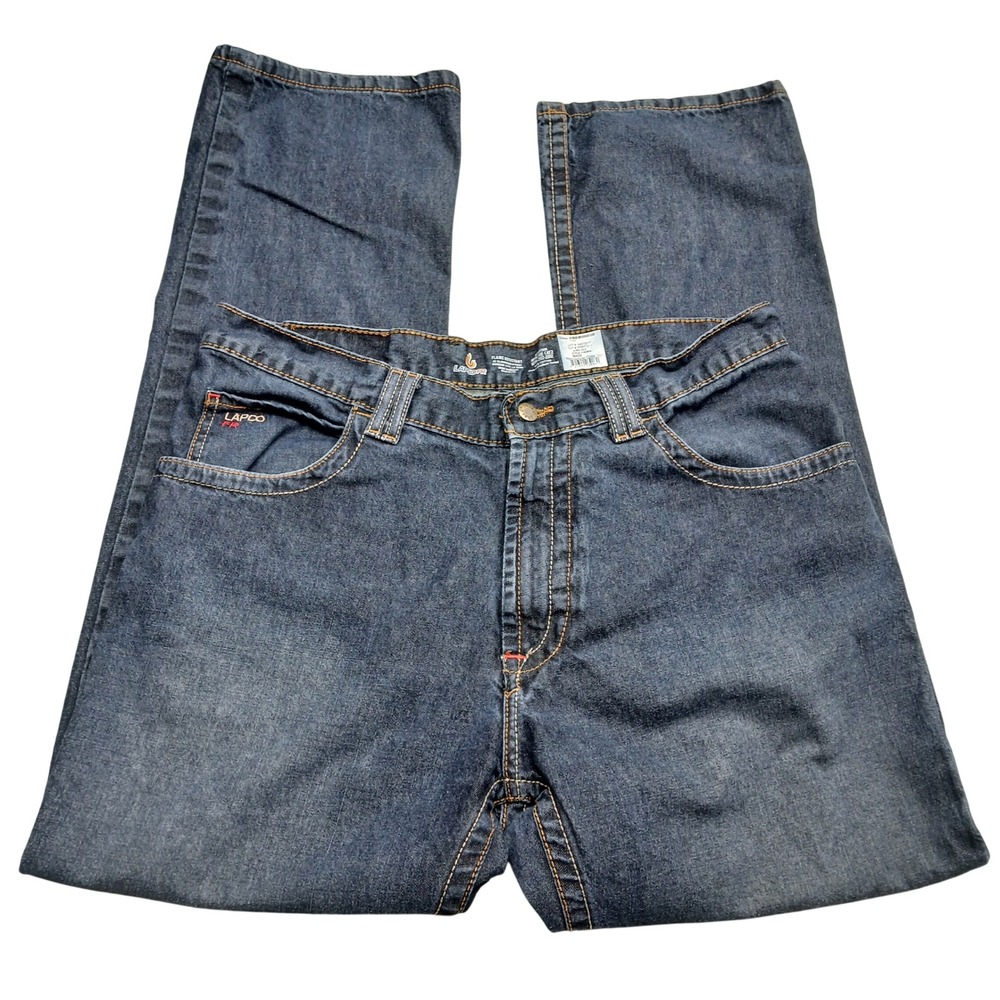 LAPCO FR Mens Flame Resistant‎ Denim Work Jeans CAT2 NFPA 2112 Dark Wash 36x32